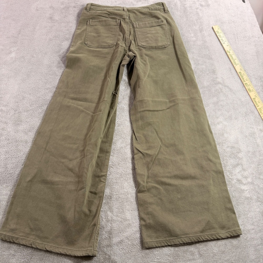 American Eagle Pants Womens 4 Green Super High-Rise Baggy Wide Leg Stretch Olive - Picture 7 of 11